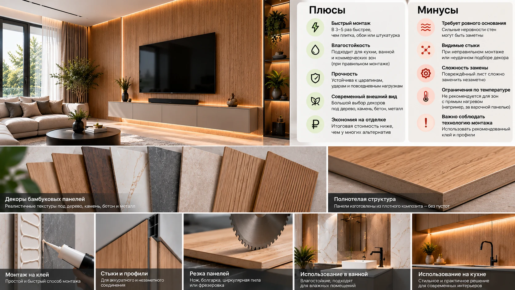 Преимущества и ограничения декоративных полнотелых стеновых панелей Asnad